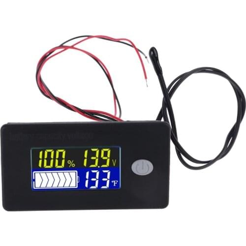 DC 10V~100V Li-ion Lifepo4 Lead acid Battery Tester Capacity Indicator Meter Voltmeter Temperature Monitor 12V 24V 36V 48V 96V