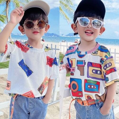 Boys Tops 2021 New Middle and Small Children Clothing 2021 New Middle and Small Children Ice Silk Boy Short-sleeve T Shirt