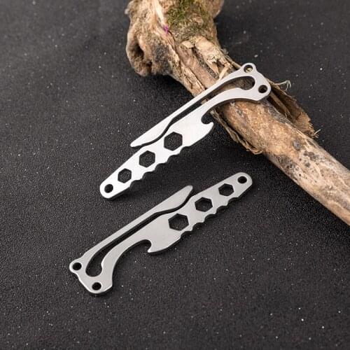Outdoor multifunctional hanging buckle Pocket key clip Stainless steel keychain EDC tool Bottle opener hexagonal wrench