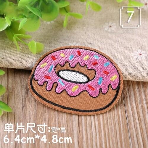 Embroidered Iron-on Patches Sewing Cloth DIY Kids Motif Applique Sticker Handmade Cartoon Decoration Donut Cake