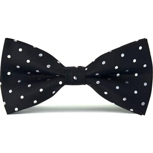 High Quality Fashion Dot Two Layer Bowtie For Men Groom Wedding Party Butterfly Bow Tie Set Male Gift ( Black )