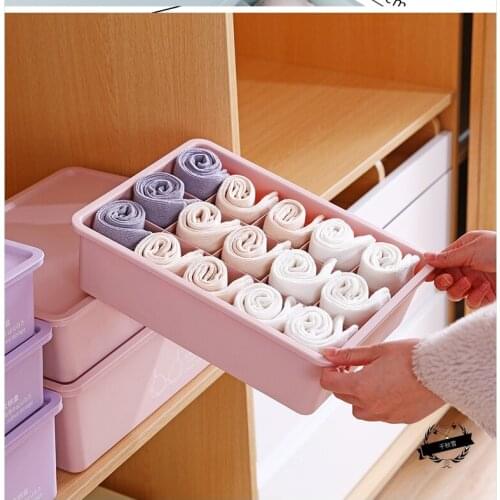 Sock Storage Box Pink Multi compartment storage box Nordic pink ten compartment storage box durable