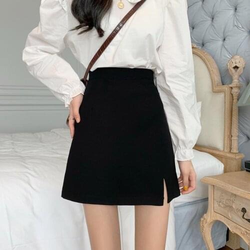 High Waist Skirt Winter Womens Clothing Black A- Line Skirt Woman Skirts Faldas Jupe