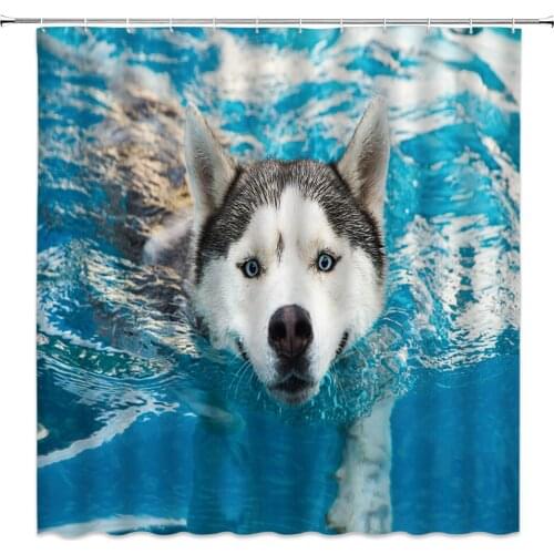 Funny Shower Curtains Bathroom Curtain Home Decor Cat Dog Waterproof Polyester Fabric Bath Accessories Multiple Size with Hooks