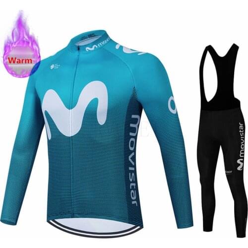 Winter Thermal Fleece Cycling Jersey Set Racing Bike Cycling Movistar Mountian Bicycle Cycling Clothing Ropa Ciclismo Bicycle