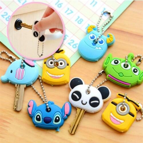 1PCS Cute Creative Cartoon Animal Key Cover PVC Soft Plastic Key Chain Keychain for Key Control Dust Cover Cartoon Key Holder
