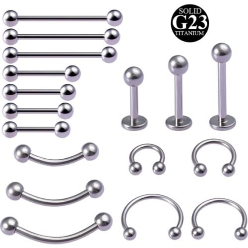 1pc Titanium Eyebrow Nose Piercing Set Cartilage Industrial Earring Tongue Lip Stud Bar Septum Ring Barbell Nipple Body Jewelry