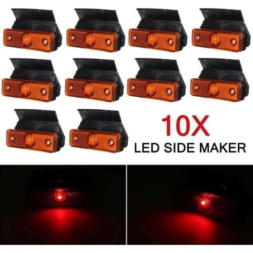 10Pcs 12V 24V LED Car Side Marker Lights Turn Signal Lights Truck Side Lights for Trailers Trucks Lorries