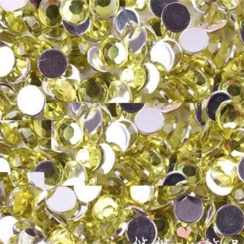 2-12MM DIY Bling Yellow Color Round Acrylic Rhinestones Flatback Acrylic Stones no Glue for Hand Craft Arts Decoration