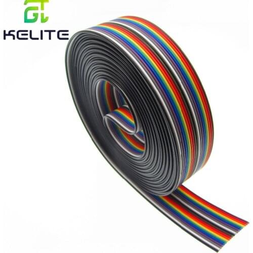 5m/lot 1.27mm Spacing Pitch10 20 WAY 10 20 Pin Flat Color Rainbow Ribbon Cable Wiring Wire For PCB DIY 10 20 Way 10Pin 20pin