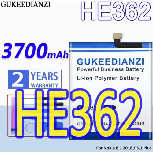 High Capacity GUKEEDIANZI Battery HE363 HE362 3700mAh For Nokia 8.1 2018 3.1 Plus Nokia8.1 2018 3.1Plus