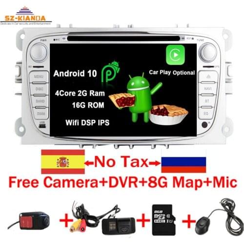 Android 10 GPS Radios 2 Din Car Multimedia Player Audio DVD For Ford/Focus/S-Max/Mondeo 9/Galaxy CMax Free Map