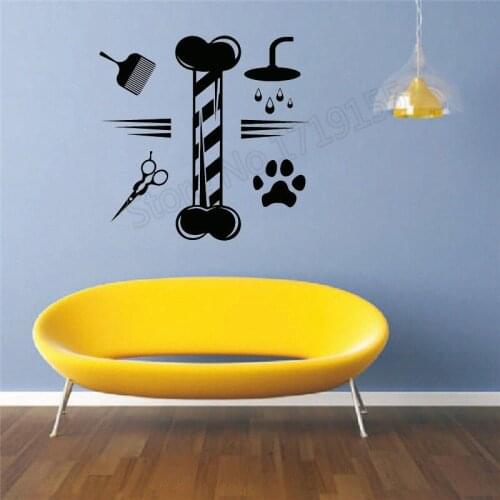 Pets Beauty Salon Animals Stickers Decorative wall stickers vinyl wall decals wall mural Bone wall sticker poster for pet ZW04