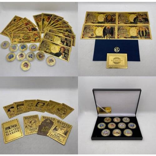 15 Designs Yen Card One Piece Sabo Luffy Zoro 5000000 Yen Gold plastic Banknote for Classic Childhood Memory Collection