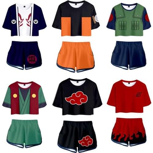 Anime Cosplay CostumeHarajuku Cosplay Anime character Two Piece Set Shirt Shorts Womens Navel T-Shirt + Shorts Suit Sport Suit