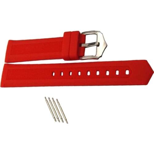 Red Silicone Rubber Waterproof Sports Watchband Strap Deployment Clasp 16mm-22mm