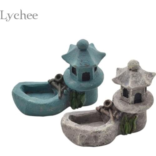 Lychee Life Zen Garden Pond Tower Fengshui Accessory Tower Resin Craft Figurines Miniatures Home Decoration