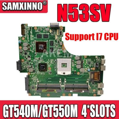 90R-N1QMB1300Y N53SV Mainboard REV.2.2 For ASUS N53S N53SV N53SN N53SM Notebook motherboard GT540/GT550M 4*SLOTS Support I7 CPU