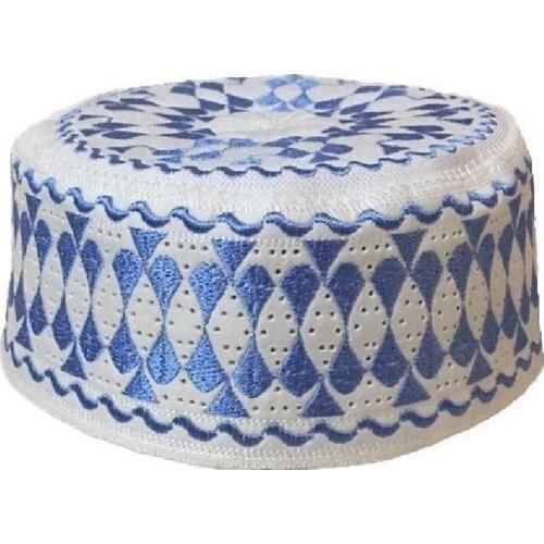 Islamic Mens Hats Blue Muslim Kippah Yarmulke Bonnet India Caps Kippot Jewish Boina Weave Pattern Prayer Caps Pakistan Yarmulke
