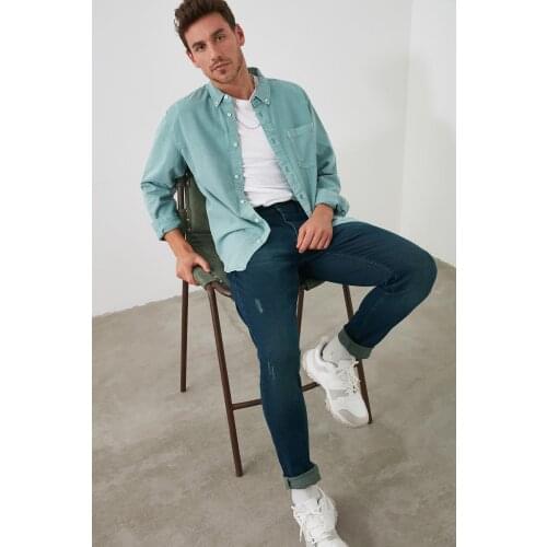 Trendyol Navy Blue Men Harrow Yıpratmalı Skinny Jeans TMNAW20JE0254