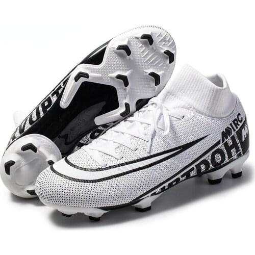 Mens Football Boots Teenager High Ankle Cleats Antiskid Grass Training Soccer Shoes FG/TF Kids Soft Breathable Outdoor Sneakers