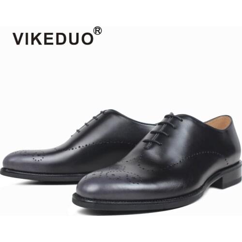 VIKEDUO New Summer Mens Oxfords Shoes Genuine Leather Wedding Office Driving Footwear Mans Brogues Dress Shoe Suits Formal Shoe