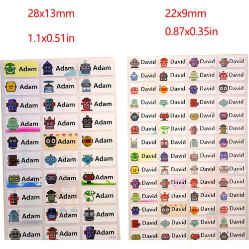 Custom name sticker cute cartoon robot children stickers waterproof personal tag label scrapbook school stationery sticker