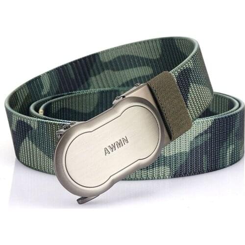 2021new Fashion Nylon Belt Metal Automatic Buckle Belts for Men Military Combat Elastic Luxury Belts High Quality Wear-resistant