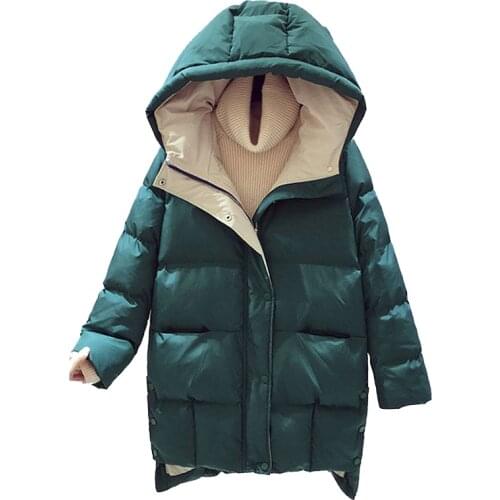Cotton Novel Long Padded Hooded Parka Women Mid-Length Loose Warm Thick Zipper Pocket Outwear Coat For Women