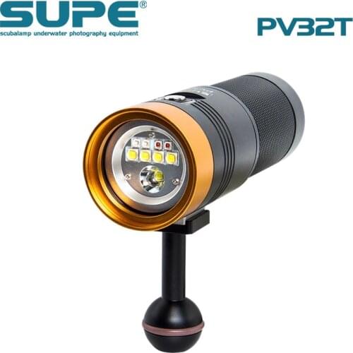 SUPE Scubalamp PV32T 3000Lumens White Red Blue Pink Spot Light Underwater Video Light Scuba Diving Light Photography Focus Light