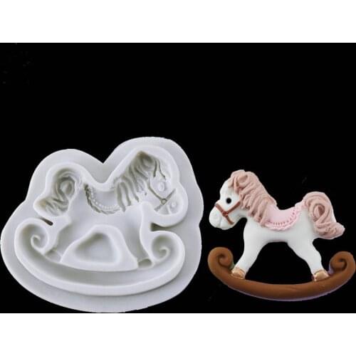 Rocking Horse Fondant Silicone Mold for DIY Pastry Cupcake Dessert Lace Cake Decoration Kitchen Accessories Baking Tool