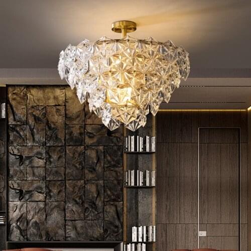 Modern bedroom chandelier high-end villa guest room chandelier snow glass chandelier living room dining room luxury chandelier