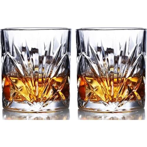Whiskey Glasses Premium Lead Free Whiskey Glass Rock Style Old Fashioned Glass For Drinking Scotch, Bourbon Set of 2-10oz