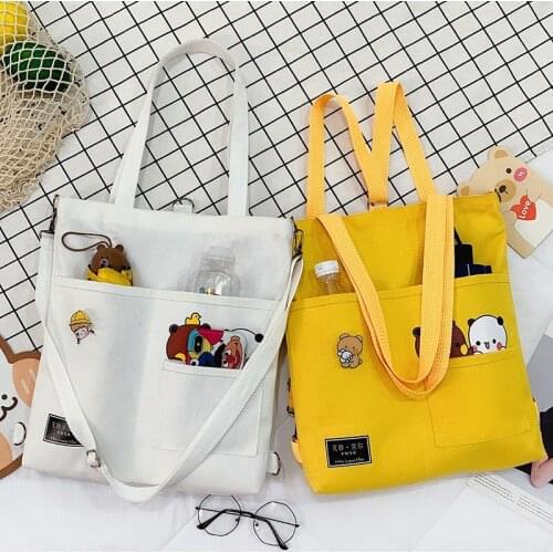 Casual Shoulder Bag Cotton Foldable Shopping Women Eco Reusable Printing Shopper Bags Women Canvas Ladies Casual Shoulder Bag