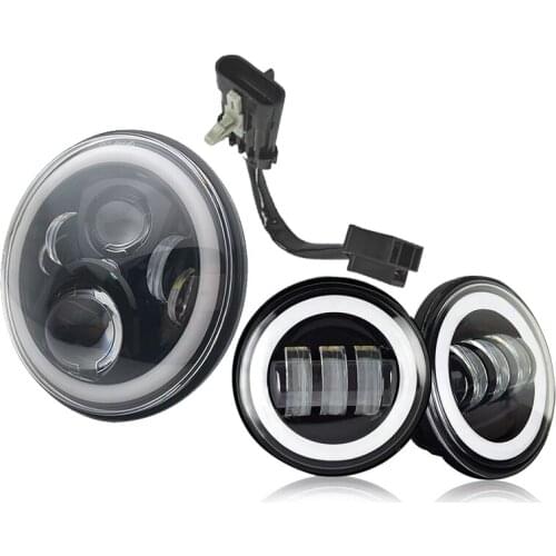 For Harley Motorcycle Light Electra Glide Softail Fat Boy Touring 7 Inch Motor For Harley LED Headlight with 4.5 Inch Fog Lamps