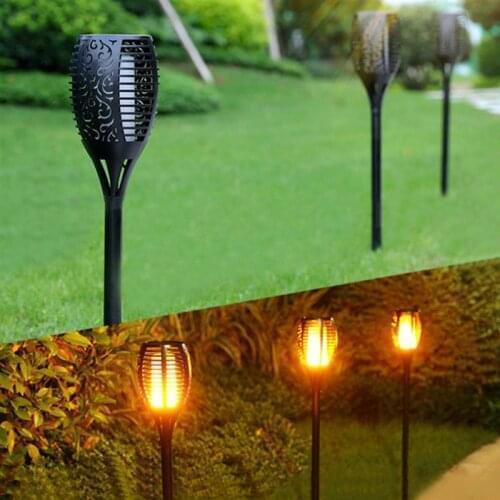 LED Solar Flame Lamp Outdoor Torch Lights Safety Waterproof Light Flicker Lights for Garden Decoration Automatic On Dusk
