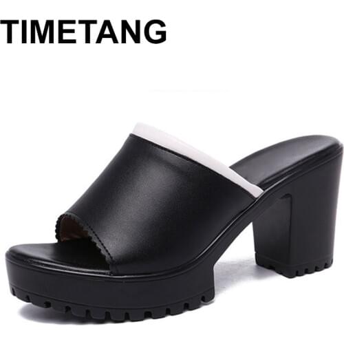TIMETANGHigh-heel fashion slippers thick with flip-flop waterproof sandals and flip flops large small size flip flop 35-43E1205