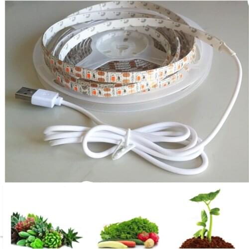 USB Phytolamps for Plants 5V LED Grow Light Strip 2835 Chip 1m 2m 3m LED Phyto band for Hydroponics Greenhouse Seedlings Growth