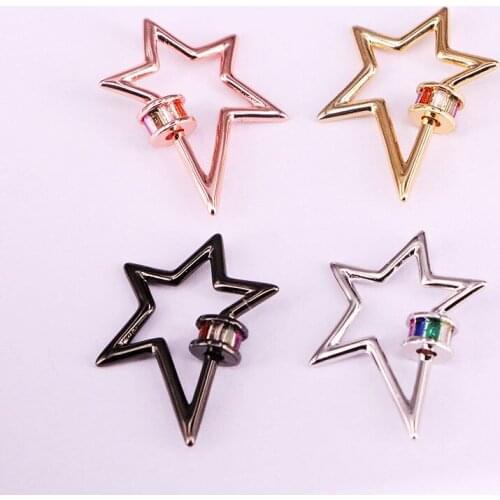 6PCS, Star shape Jewelry Clasps Micro Pave CZ Copper Connector Lock Carabiner For Jewelry Making