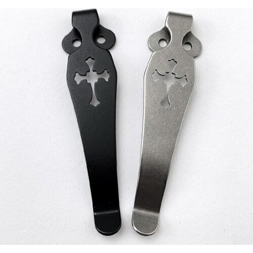 1PC Titanium Alloy TC4 Pocket Knife Back Clip for Spyderco C81 C10 C11 Custom Made 2.3MM Hole Diameter Cross Pattern Clamp DIY