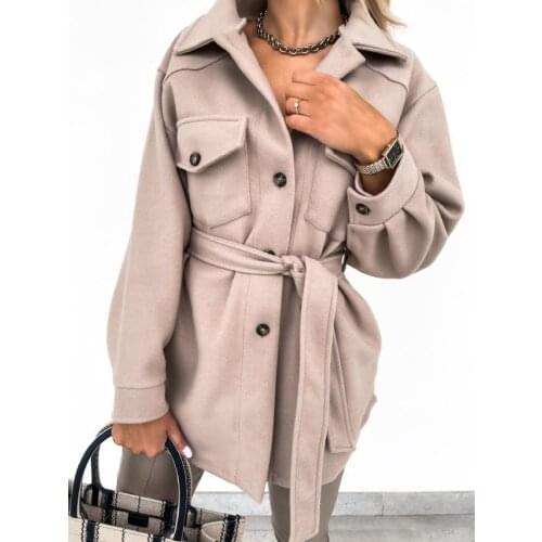 Womens Sashes Jackets Parka Oversize Shirt Coats Femme Outerwear Coats Bf Long Sleeve Black Coat Trf 2021 Autumn Streetwear