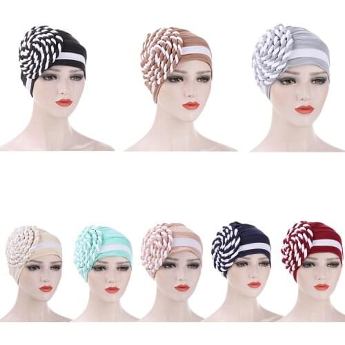 Women Hijab Turban Braid Beanies Skullies Head Cover Arab Islamic Ruffle Bonnet India Hat Chemo Cancer Cap Head Wrap African Cap