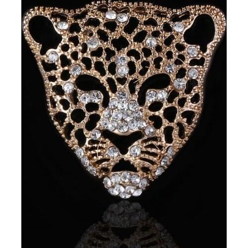 1pc sale High-grade men`s tiger head crystal brooch