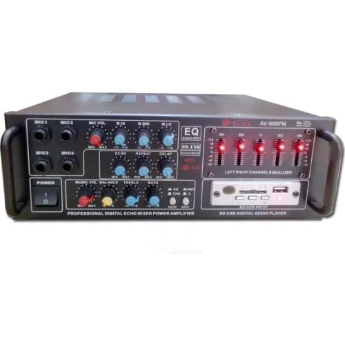 DC12V / AC220V 300W+300W AV-868FM Professional digital ECHO MIXER amplifier Home karaoke audio amplifier with EQ equalization