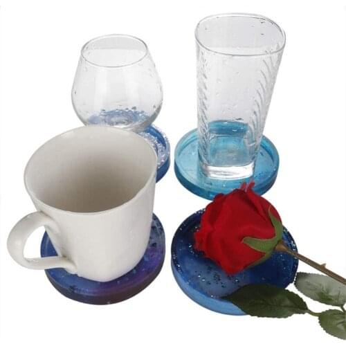 13MC 9Pcs Silicone Round Square Hexagon Coaster Resin Casting Molds Kit Resin Coaster Tea Mat Mold Agate Coaster Molds Crafts