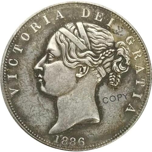 1886 United Kingdom 1/2 Crown Collectibles Cupronickel Plated Silver Copy Coin