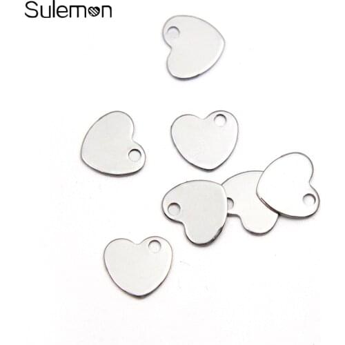 20pc/Lot 10mm Stainless Steel Heart Jewelry Findings Bracelet Pendant Making Handmade Earring Accessories Necklace Parts JF24