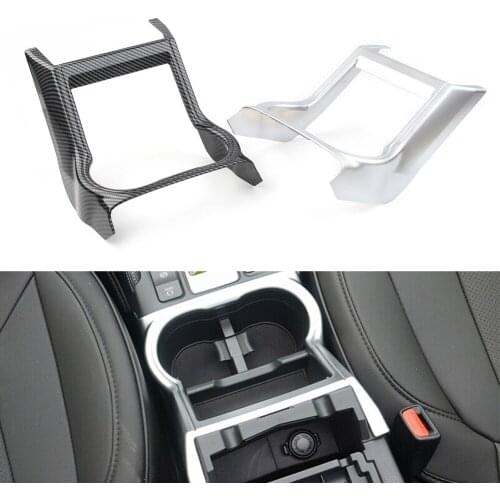 Car Water Cup Holder Cover Trim ABS For Subaru Forester 2019 2020 Carbon Fiber Style/Matte Silver