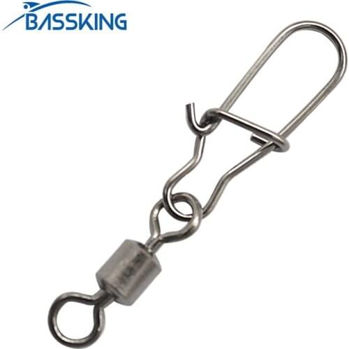 BASSKING 20Pc Fishing Connector Pin Bearing Rolling Swivel Snap Pin Pesca Fishing Accessories De Para Fishing Tackle Fishing Pin