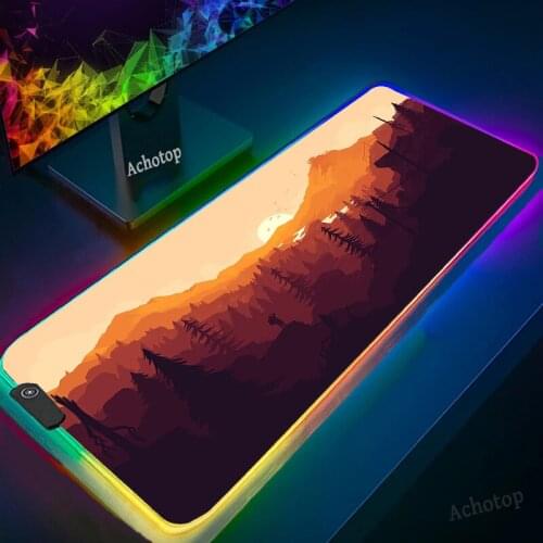 XXL Large Computer Anime Mouse Pad RGB MousePad Laptop Desk Keyboard Pad Table Mat for Playing Games Cute Deep Forest firewatch2